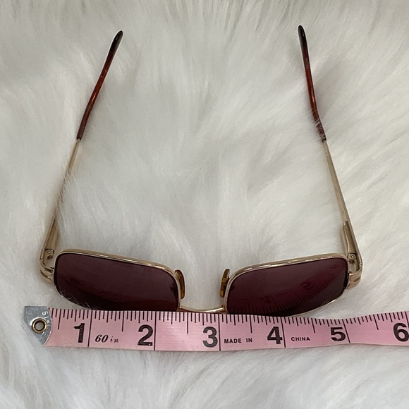 Rectangular Dark Brown Prescription Lens Sunglasses/Gold Tone Frame/Unisex/Case - Picture 11 of 16